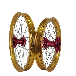 Ensemble de roues de moto tout-terrain en alliage d'aluminium 7050-T6, jantes dorées, pour <span class=keywords><strong>CRF</strong></span> TC/FC/FS <span class=keywords><strong>125</strong></span>-450 <span class=keywords><strong>2016</strong></span>, roues de 18/19/21 pouces - Product Image 2