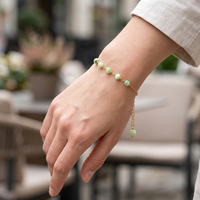 Bracelet minimaliste en chaîne de chapelet filée, avec perles rondes brillantes et perles en pierre naturelle, plaqué or 18K PVD