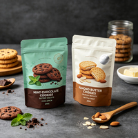Sachet Doypack en plastique refermable avec fermeture éclair, qualité alimentaire, résistant à l'humidité, pour emballage de noix, snacks et biscuits
