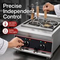 Cuiseur à nouilles électrique professionnel de comptoir à 4 paniers 220V 4kW, marmite à pâtes pour ramen, udon, pho, cuisine de restaurant