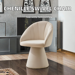 Fauteuil pivotant contemporain en velours écologique avec revêtement pour salon, chambre, salle à manger, meubles de maison - Product Image 2