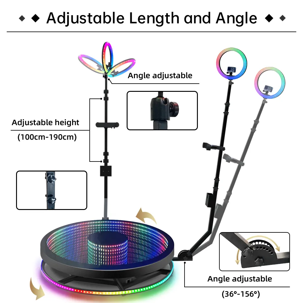 portable photobooth 360 camera infinity photo booth 360 video booth 100cm tempered glass led 360 degree photo booth 80cm