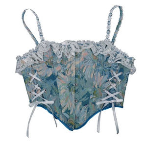 Haut corset noir style Renaissance, dentelle florale, vintage, cincher overbust, bustier à baleines respirant - Product Image 1