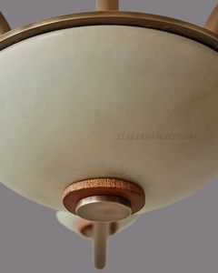 Lustre Lola artisanal 3 lumières en noyer, style moderne du milieu du siècle, luminaire suspendu en bois pour salon - Product Image 5