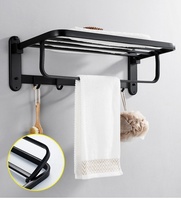 Ensemble d'accessoires de salle de bain modernes en acier inoxydable, fixation murale réglable, noir, porte-serviettes, porte-savon, porte-rouleau de papier toilette