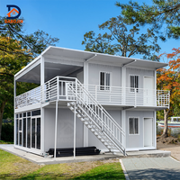 Villa mobile à double étage en conteneur, maison préfabriquée durable en panneaux sandwich d'acier, chambre, balcon, bureau, maisons de location pour les vacances