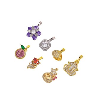 Accesorios de circonita chapados en oro de 18k que conservan el color, dijes de la suerte, colgantes de zorro y bolsa de la suerte, collares DIY, pendientes y otros. - Product Image 5