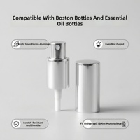 Pompe à maquillage de haute qualité Deluxe 18/410 18/410 en aluminium argenté 0,23 cc pour fonds de teint, soins de la peau, huiles essentielles, lotions