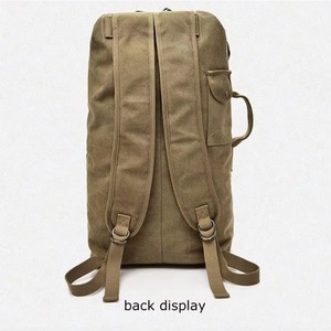 BSCI factory Brown Canvas Duffel Bag <b>Top</b> <b>Load</b> Double Strap Travel Canvas Backpack - Product Image 3
