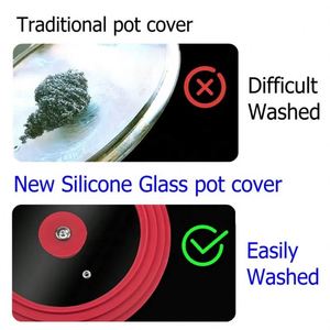 New Product Competitive Price Silicone Tempered Glass Heat Resistant Cooking <b>Pan</b> Cover <b>Pan</b> Glass <b>Lid</b> Pot Cover - Product Image 4