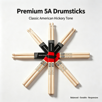 Baguettes de batterie MUSO 5A en hickory américain, pointe en bois, taille personnalisée, OEM ODM, vente en gros d'usine pour batteries acoustiques et électroniques