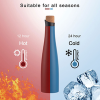 Ventes directes d'usine en acier inoxydable vide Double couche bouchon en liège bouteille de vin rouge 500ml tasse d'eau isolée