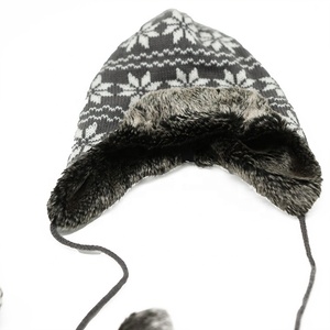 Nouveau <span class=keywords><strong>bonnet</strong></span> d'hiver design pour enfants, chaud, avec cache-oreilles, doublure <span class=keywords><strong>polaire</strong></span> jacquard, pompon, tricoté, pour sports de plein air, casquette - Product Image 4