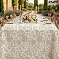 Nappe ronde de 120 pouces pour l'automne, résistante aux plis, en jacquard floral, en polyester, pour la table à manger, pour mariage, fête, maison