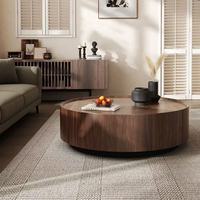 Table basse ronde en noyer haut de gamme de style mi-siècle, table basse style Wabi Sabi pour salon nordique