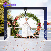 Cabina de Fotos 360° con Plataforma Giratoria para Cámaras DSLR, iPad y GoPro con Anillo de Luz (Soporte de Arco Opcional)