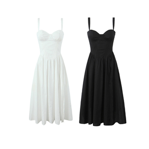 Abito Slip in <span class=keywords><strong>Cotone</strong></span> da Donna Casual alla Moda con Spalline Sottili in Due Colori - Product Image 1