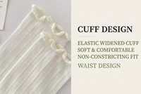 Chaussettes en coton respirantes à volants mi-mollet pour femmes, couleur unie, découpes en dentelle, fines et décontractées, printemps/été, pour filles, tricot simple