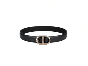 Cintura da Donna con Fibbia a Piastra da 3,0 cm, 110 cm, Stile Casual in Pelle Nera con Fibbia in Lega - Product Image 1