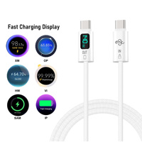 Câble USB-C à affichage numérique 140W, vente en gros d'usine, charge rapide, câble tressé en nylon Type-C vers Type-C, prise en charge du logo personnalisé