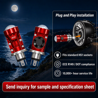 Kit de conversion de phare avant mini bi-LED RCD H4 HS1 PX43t PX43t-Base RHD avec lentille de projecteur pour moto Yamaha