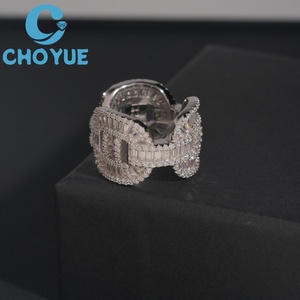 Custom Unisex Lab Diamond <b>Ring</b> Solid Sterling Silver 925 Gold Plated Lad Grown Diamond <b>Ring</b> Hip Hop <b>Iced</b> Out Jewelry - Product Image 6