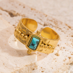 Bracelets à la mode plaqués or, pierre naturelle turquoise verte, bijoux en pierres précieuses, cadeau pour femmes, accessoires de style bohème - Product Image 3