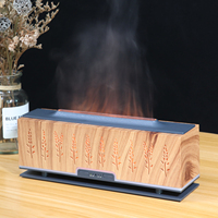 Diffuseur d'huiles essentielles ultrasonique rectangulaire avec effet de flamme LED et brume