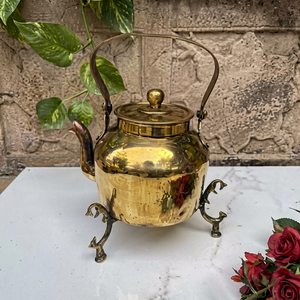 Tetera de Latón Vintage con Tapa y Asa Metálica, Olla para Agua, Utensilios de Cocina Decorativos - Product Image 1