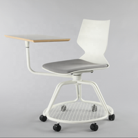 Ensemble table et chaise de bureau modernes avec base en acier conforme à la norme ANSI/BIFMA - Ergonomique, empilable, rotatif, durable, écologique, pour l'école et l'appartement