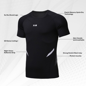 <span class=keywords><strong>Abbigliamento</strong></span> Sportivo Aderente da Uomo, Manica Corta, Asciugatura Rapida, Tessuto in Poliestere e Seta di Latte, Alta Elasticità per Corsa e Basket - Product Image 5