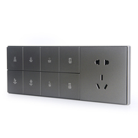 Inicio/Hotel/Oficina 90MM Tipo Reino Unido PC estándar Plástico 3-Interruptor de botón grande de color gris conectado y enchufe universal