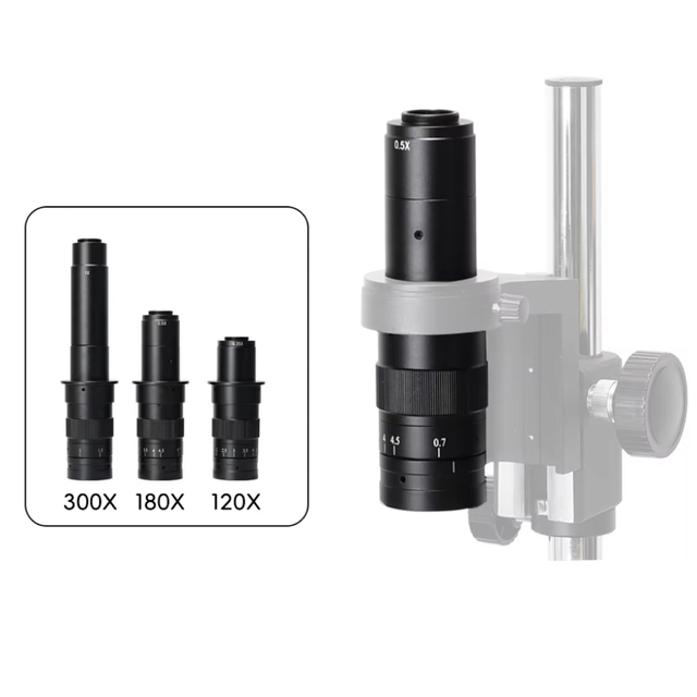 120x/180x/300x High-Precision Zoom Metal Glass Lens Tool New Industrial Vision Lens for Testing Instrument Spare Parts