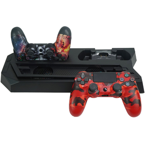 Base de carga Vertical para consola Playstation 4, soporte de ventilador de refrigeración para consola <span class=keywords><strong>PS4</strong></span>, Consol con puerto 3USB, Doble controlador, color negro - Product Image 1