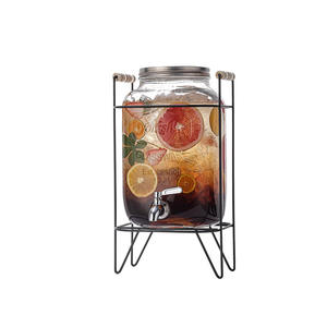 <span class=keywords><strong>Dispensador</strong></span> <span class=keywords><strong>de</strong></span> Bebidas <span class=keywords><strong>de</strong></span> Vidrio <span class=keywords><strong>de</strong></span> Grado Alimenticio <span class=keywords><strong>de</strong></span> 4L con Superficie Grabada con Ácido y Tapa <span class=keywords><strong>de</strong></span> Rosca, Jarra <span class=keywords><strong>de</strong></span> Cocina para Vino y Jugo - Product Image 1