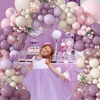 Kit d'arche de ballons Amandir 173 pièces, couleur violet poussiéreux, ballons en caoutchouc double épaisseur, rose/blanc/lavande/lilas, pour fêtes d'anniversaire