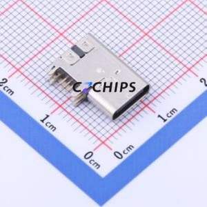 KH-TYPE-C-CY-14P USB Connector Through hole Component (THT) Connector Type-C Female Side Insert 14P - Product Image 1