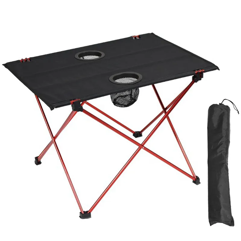 Tavolo pieghevole leggero con portabicchieri tavolo da Picnic Set mobili da esterno tavolo da campeggio in alluminio