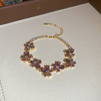 Bracelet de luxe pour femme, plaqué or, zircon, motif floral, style vintage chic et délicat, haute qualité