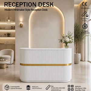 Bureau de réception moderne en métal rayé pour salon de beauté, mobilier de bureau pour immeuble commercial, bureaux de réception exécutifs - Product Image 3