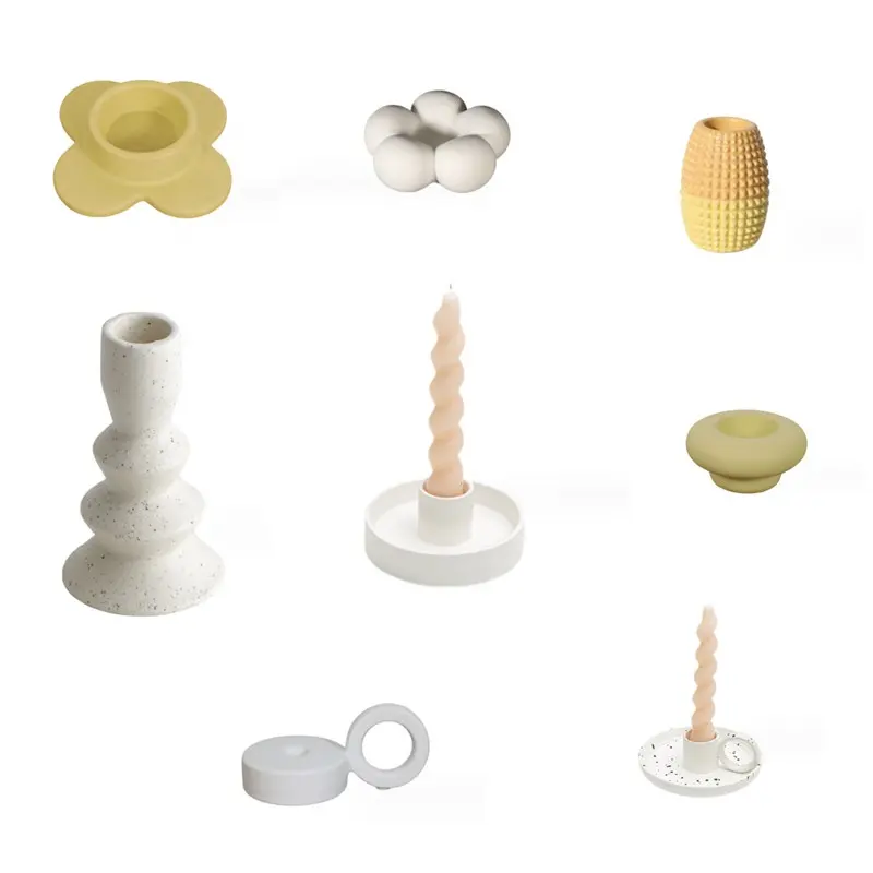Più opzioni portacandele in ceramica con portacandele a forma di candelabro con Base ampia, moderno supporto centrotavola da tavolo