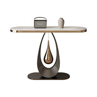 Meuble de salon, table console noire en forme de goutte d'eau, table de couloir, plateau en ardoise, table d'entrée moderne en pierre frittée pour la maison