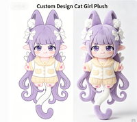 Peluche personnalisée Chat Fille, Mignonne Poupée en Peluche Style Anime Chat Fille Violette pour Cadeaux de Fans, Figurine en Peluche Jouet