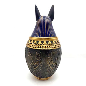Antik Mısır Tarzı Anubis Köpek Tanrısı Evcil Hayvan Külleri İçin Dayanıklı Reçine Cenaze Tabutu Dekoratif Anıt Mezar Kavanozu - Product Image 1