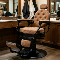 Fauteuil de Barbier Rétro en Gros, Inclinable, en Cuir Synthétique, Rotation à 360 Degrés, Structure Métallique Ergonomique, Personnalisable