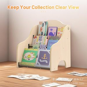 Wooden Greeting Card Display Rack 3 Tier <b>Desktop</b> <b>Shelf</b> For Cards And Books Natural Wood Color - Product Image 4