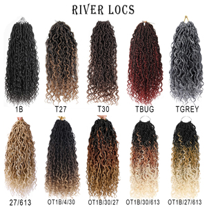 Nouvelles mèches Goddess Locs au crochet, style Boho River, 18 pouces, aspect naturel, <span class=keywords><strong>cheveux</strong></span> synthétiques avec boucles, ombré brun - Product Image 5