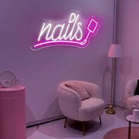 Enseigne néon LED pour salon de manucure, design main, USB, intensité réglable, en acrylique, pour vitrine de salon de beauté et décoration