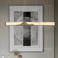 Lampe de table linéaire LED en marbre naturel et acier inoxydable, sur mesure, directement de l'usine, double usage, pour salle à manger et lustre