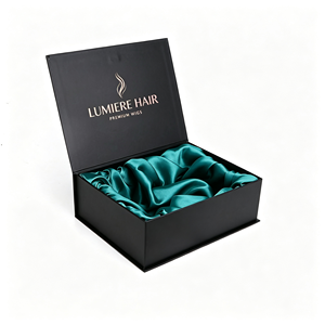 Boîte à perruques de luxe personnalisée en carton magnétique pliable, design marbre, pour mèches de cheveux vierges, emballage tendance pour coiffeurs et salons - Product Image 1